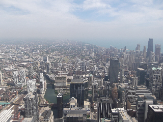 Looking over Chicago from Willis Tower, Chicago, USA 