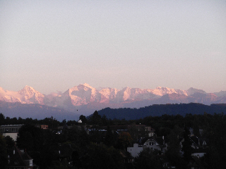 The Bernese Alps from Bern at sunset